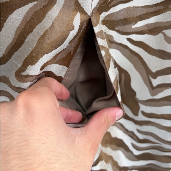 Kasper Zebra Print dressy Coat Jacket Women’s Brown Beige 3/4 Sleeve size 14 - Picture 5 of 14